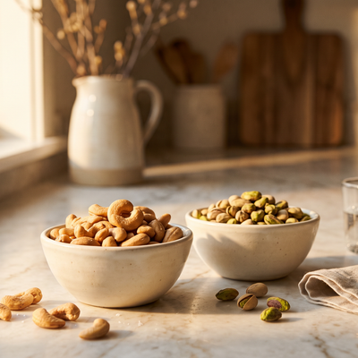 Triptófano en frutos secos: anacardos y pistachos a la cabeza