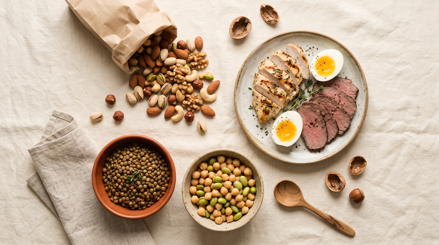 Frutos secos, legumbres y carne: cuál aporta mejor proteína