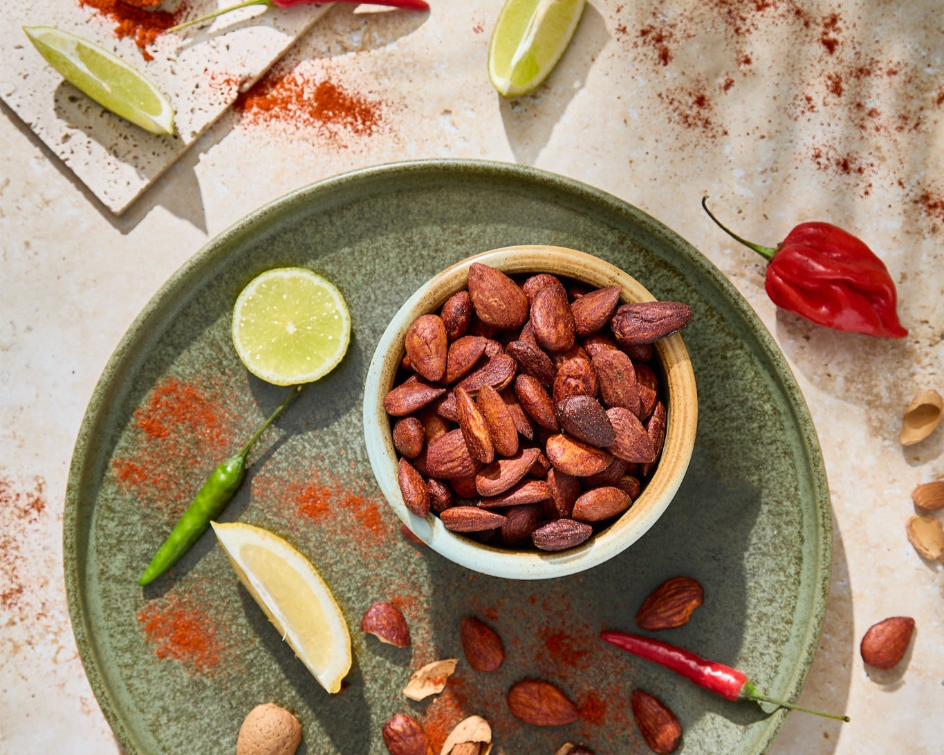 Almendra tostada sabor chili limón