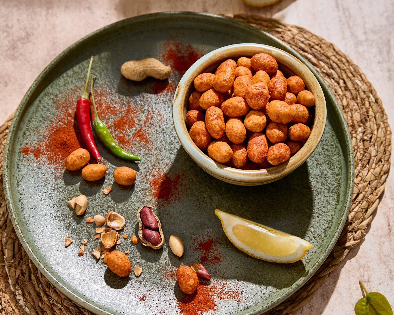 Crunchy coated krikri peanuts with chili lemon flavor