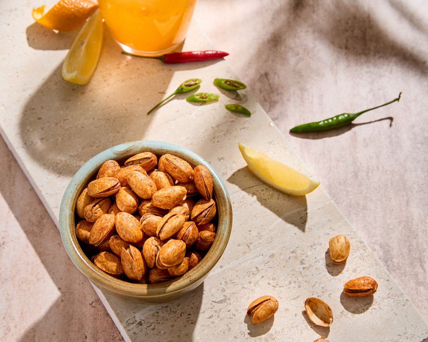 Roasted pistachio with chili lemon flavor